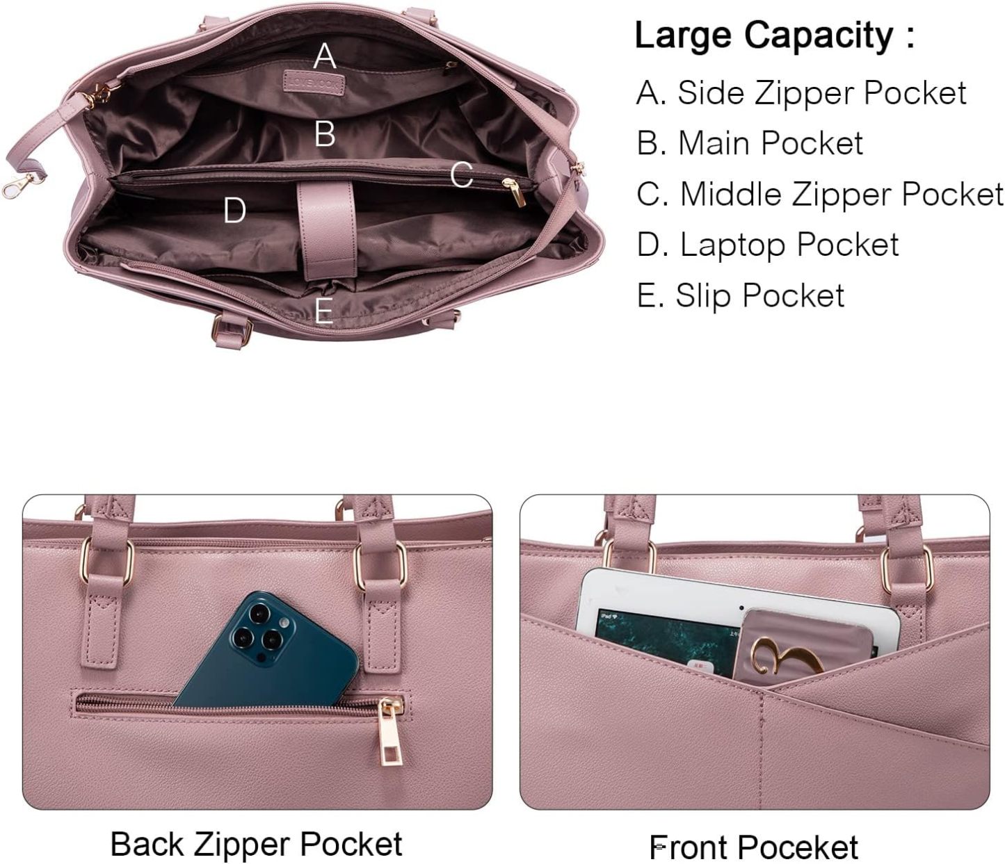 Laptop Tote Bag Waterproof Leather Computer Bags Business