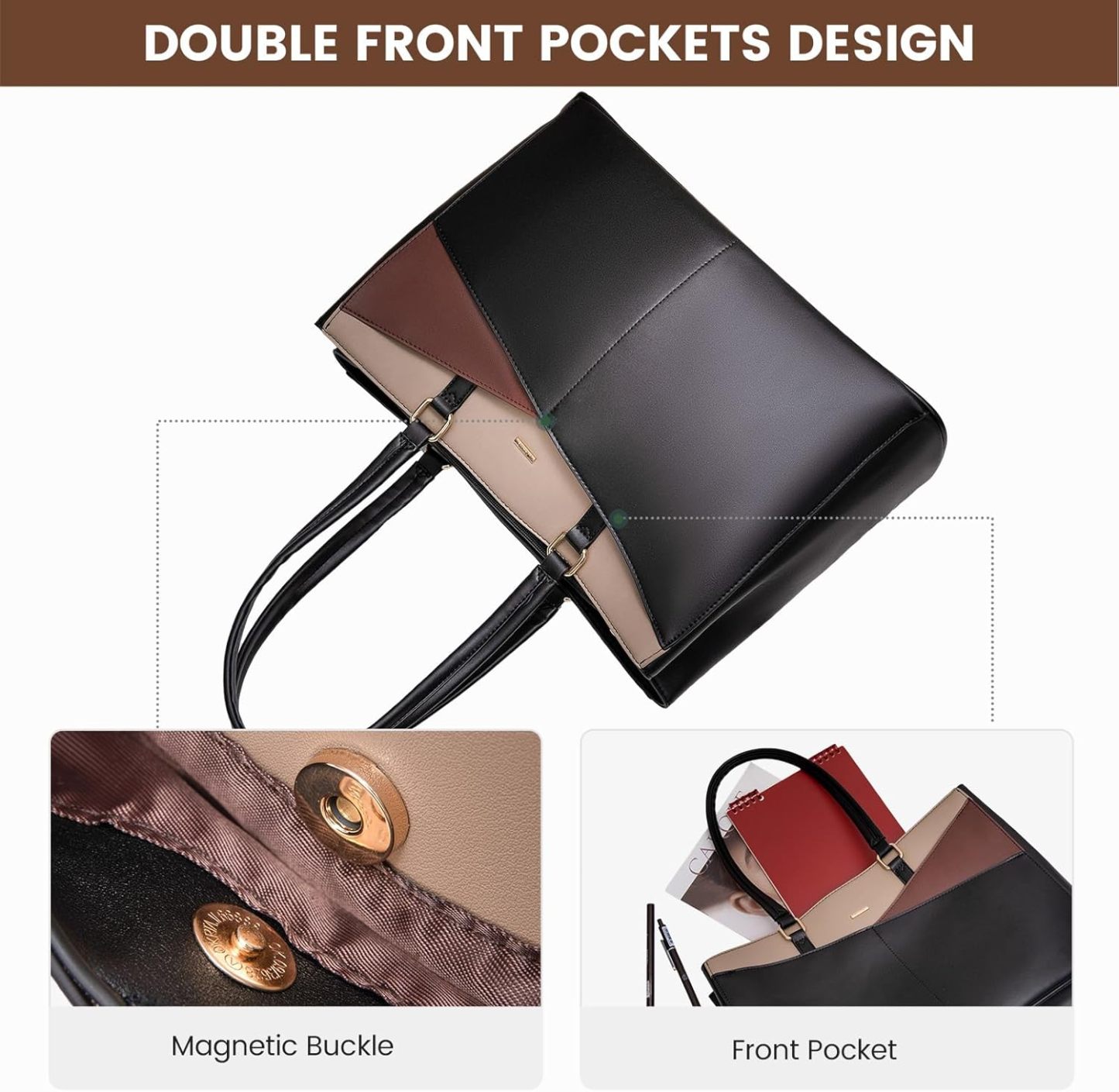 Laptop Tote Bag Waterproof Leather Computer Bags Business