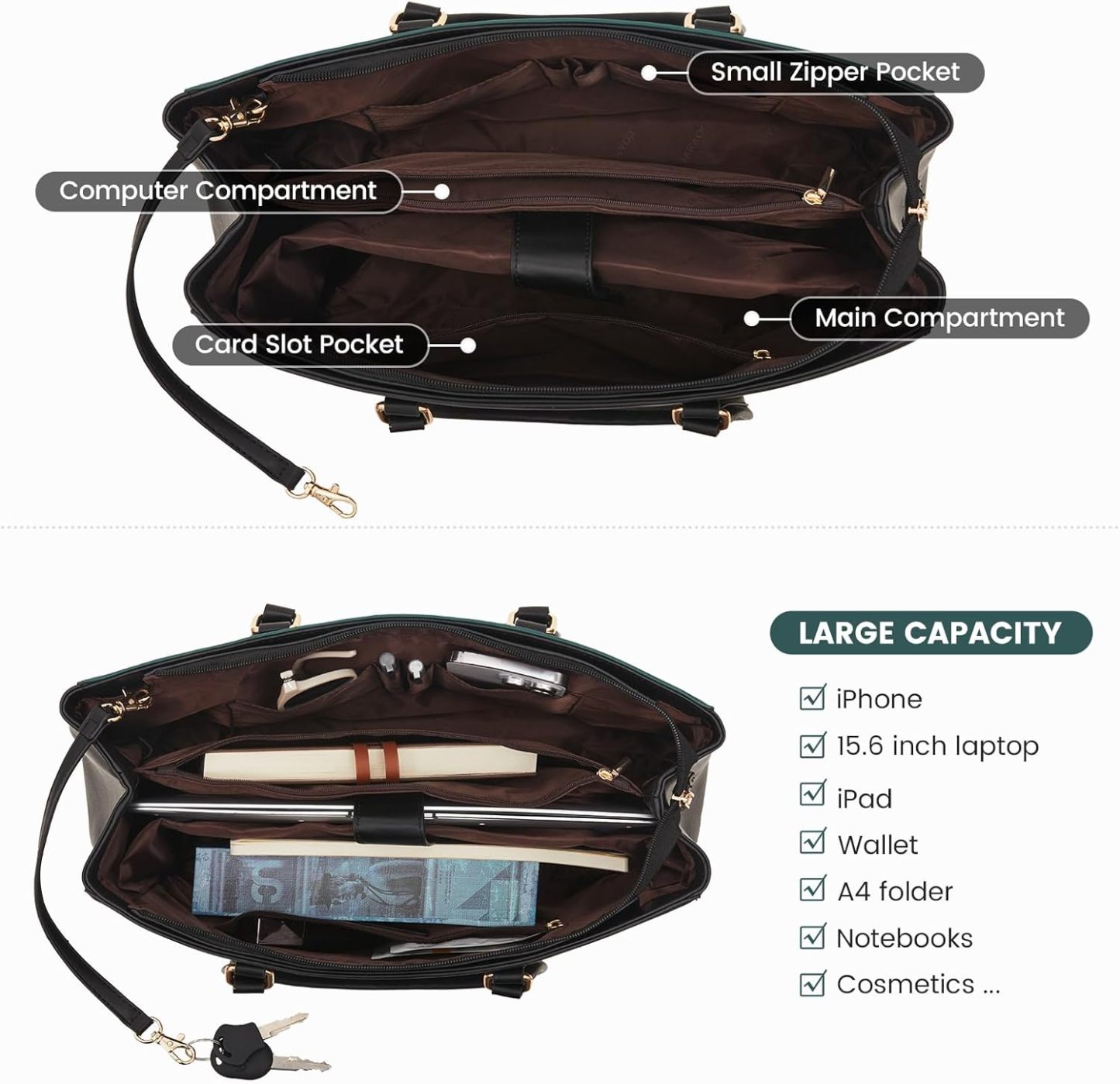 Laptop Tote Bag Waterproof Leather Computer Bags Business