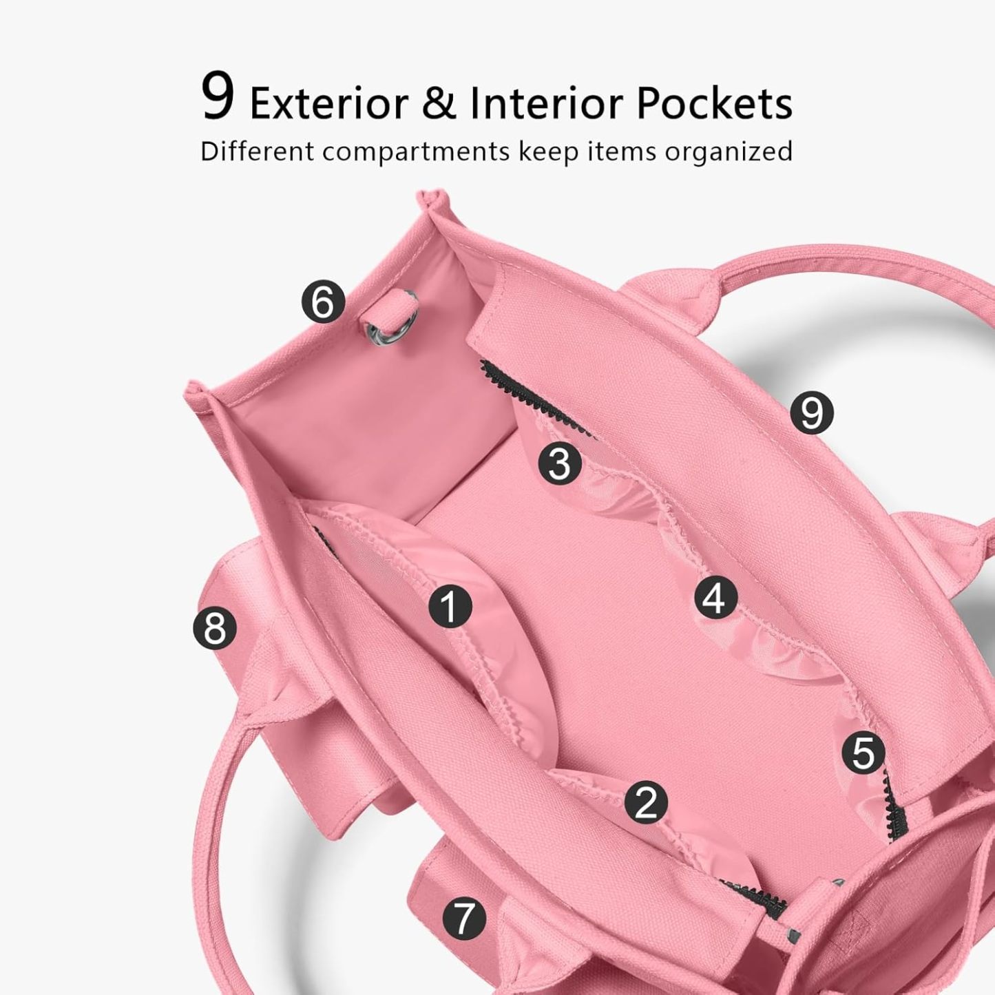 Heavy Duty Canvas Tote Bag for Women Handbag with Pockets