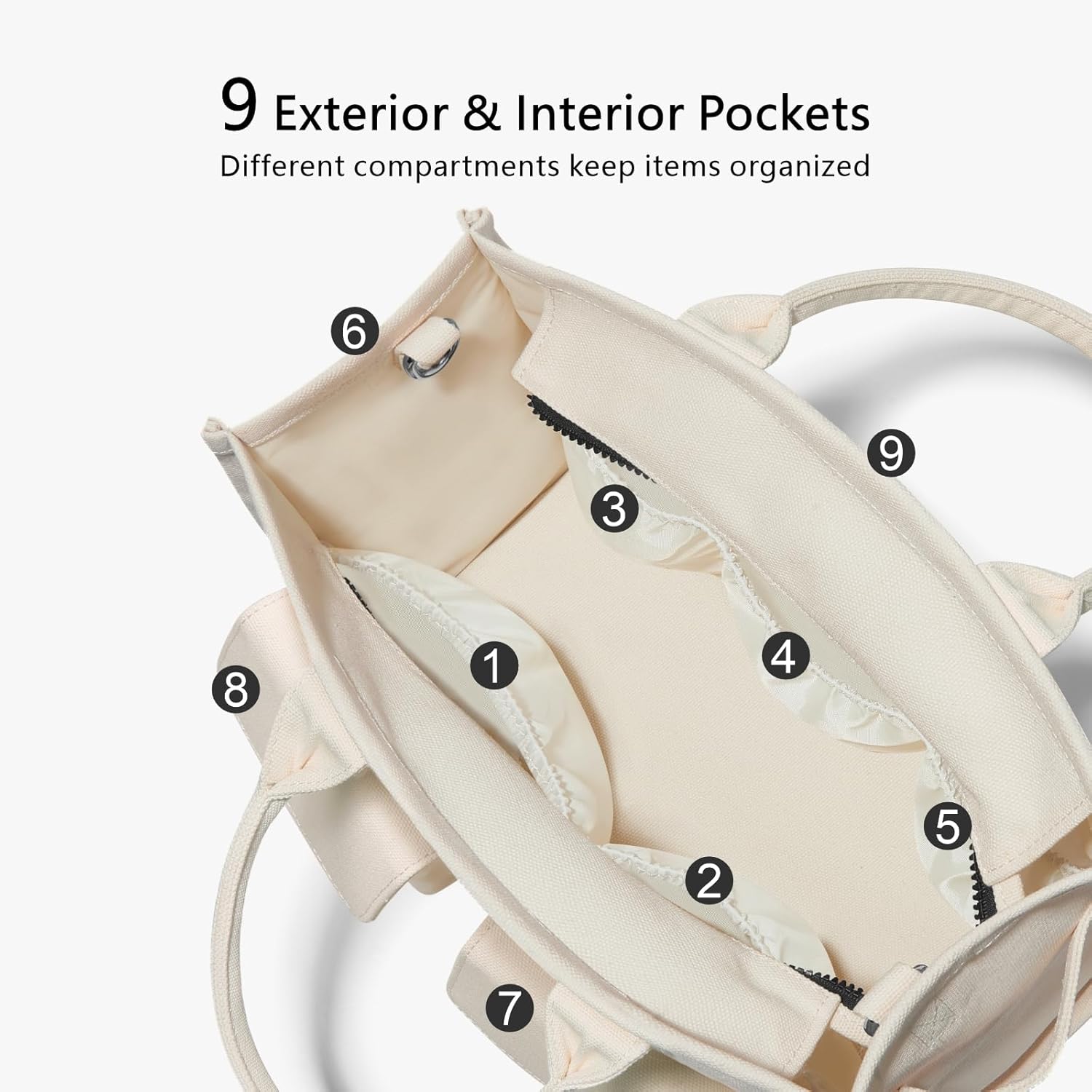 Heavy Duty Canvas Tote Bag for Women Handbag with Pockets