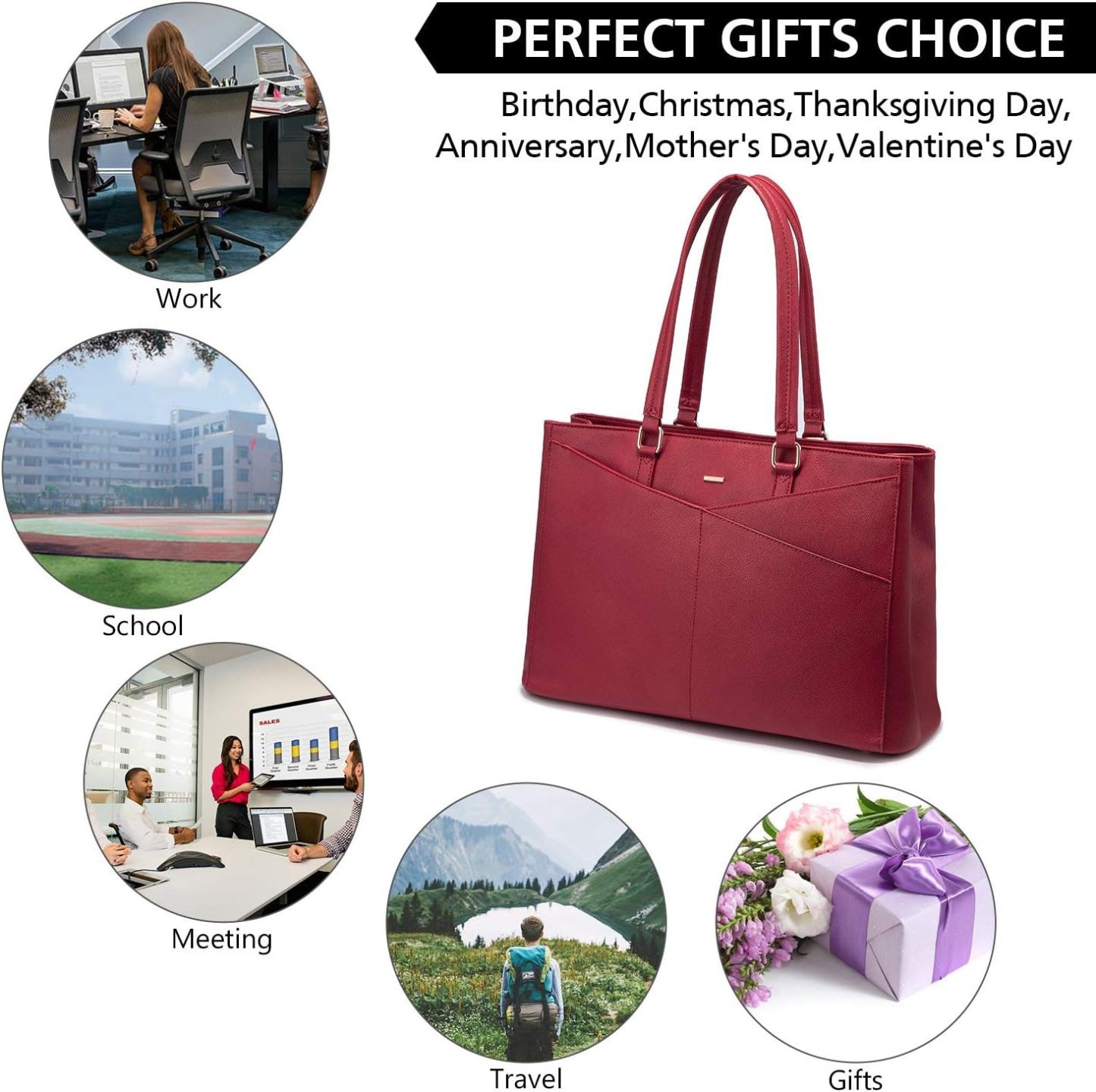 Laptop Tote Bag Waterproof Leather Computer Bags Business