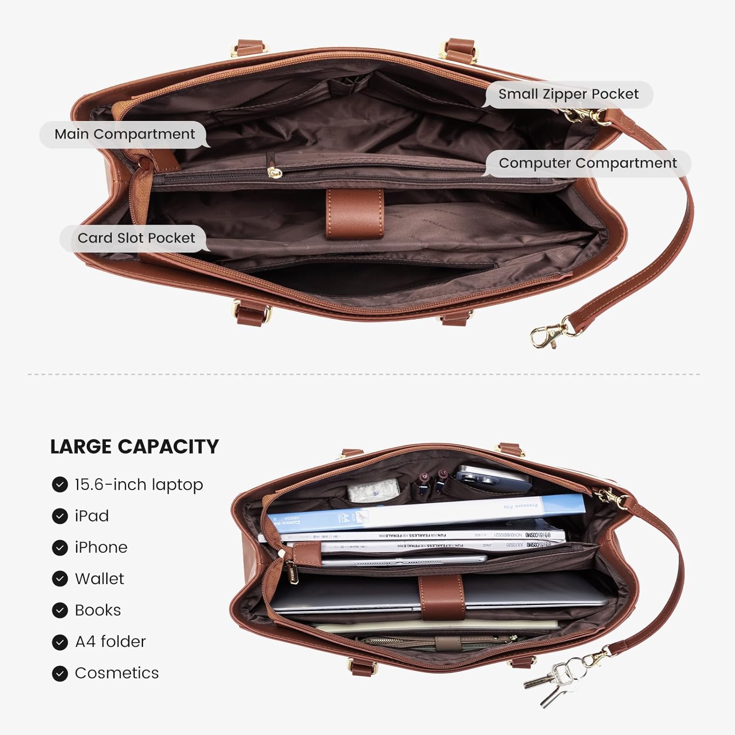 Laptop Tote Bag Waterproof Leather Computer Bags Business