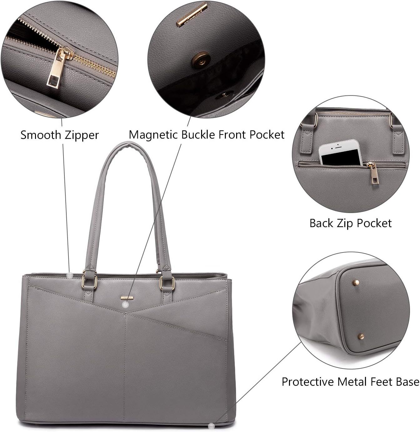 Laptop Tote Bag Waterproof Leather Computer Bags Business