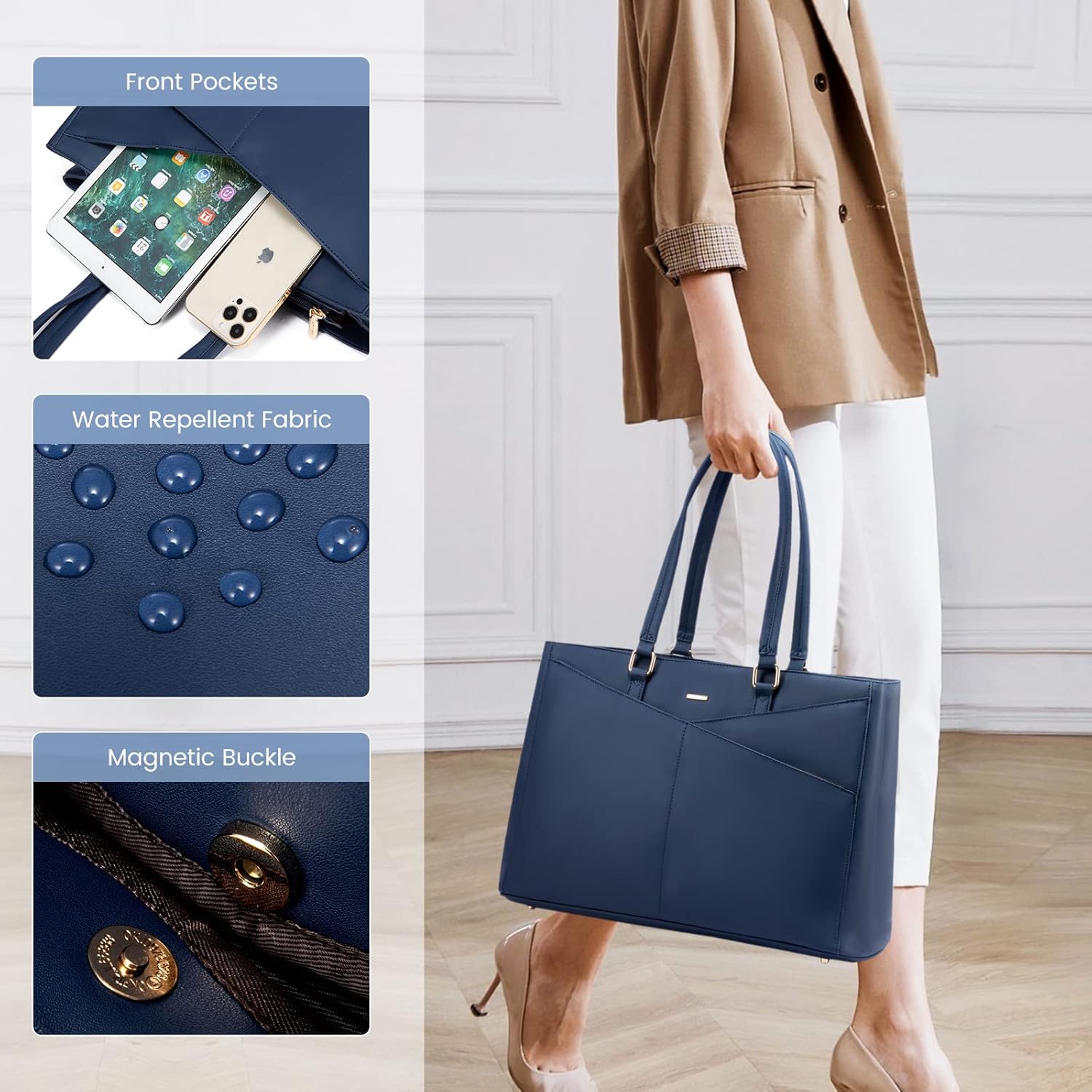 Laptop Tote Bag Waterproof Leather Computer Bags Business