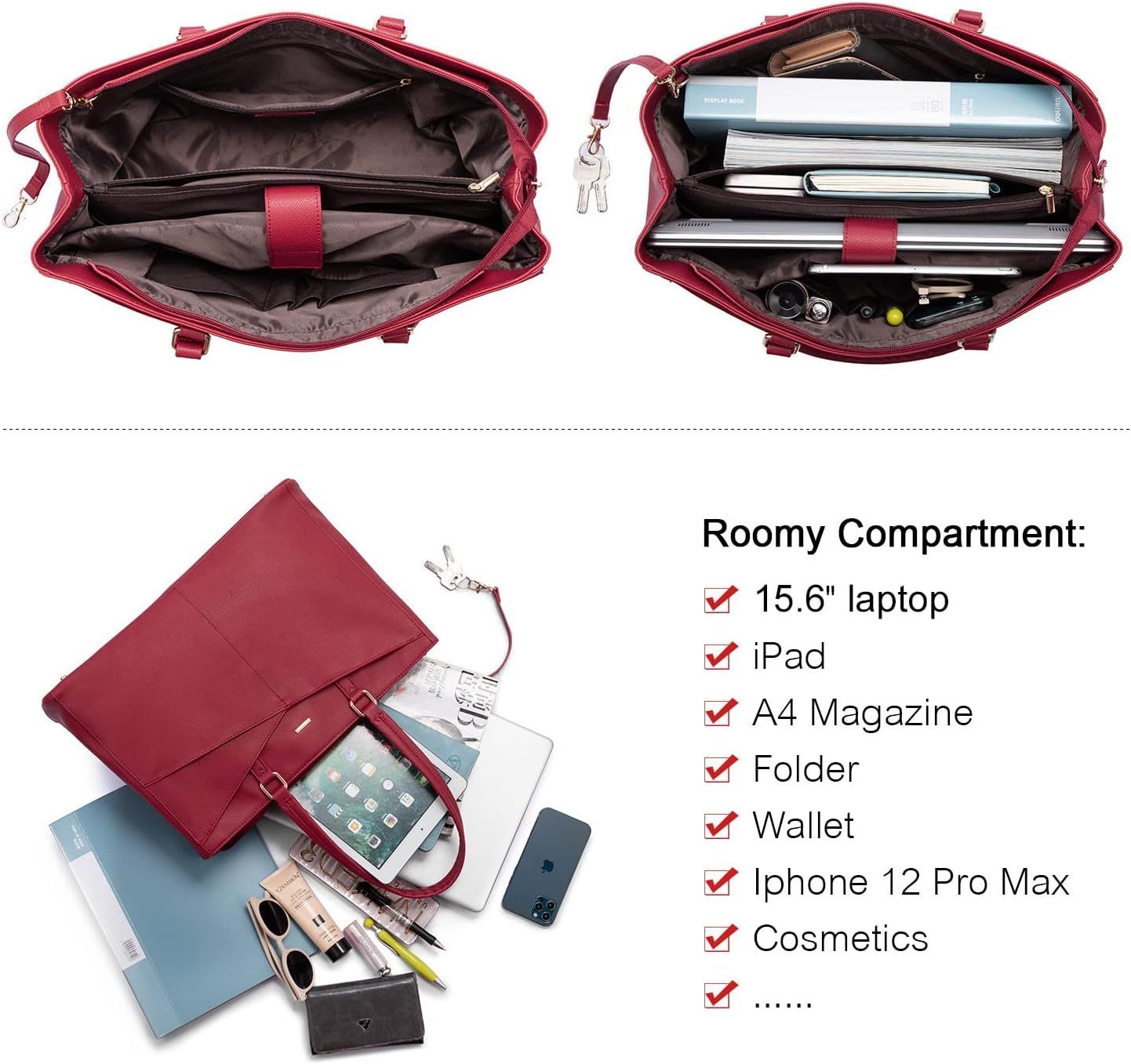 Laptop Tote Bag Waterproof Leather Computer Bags Business