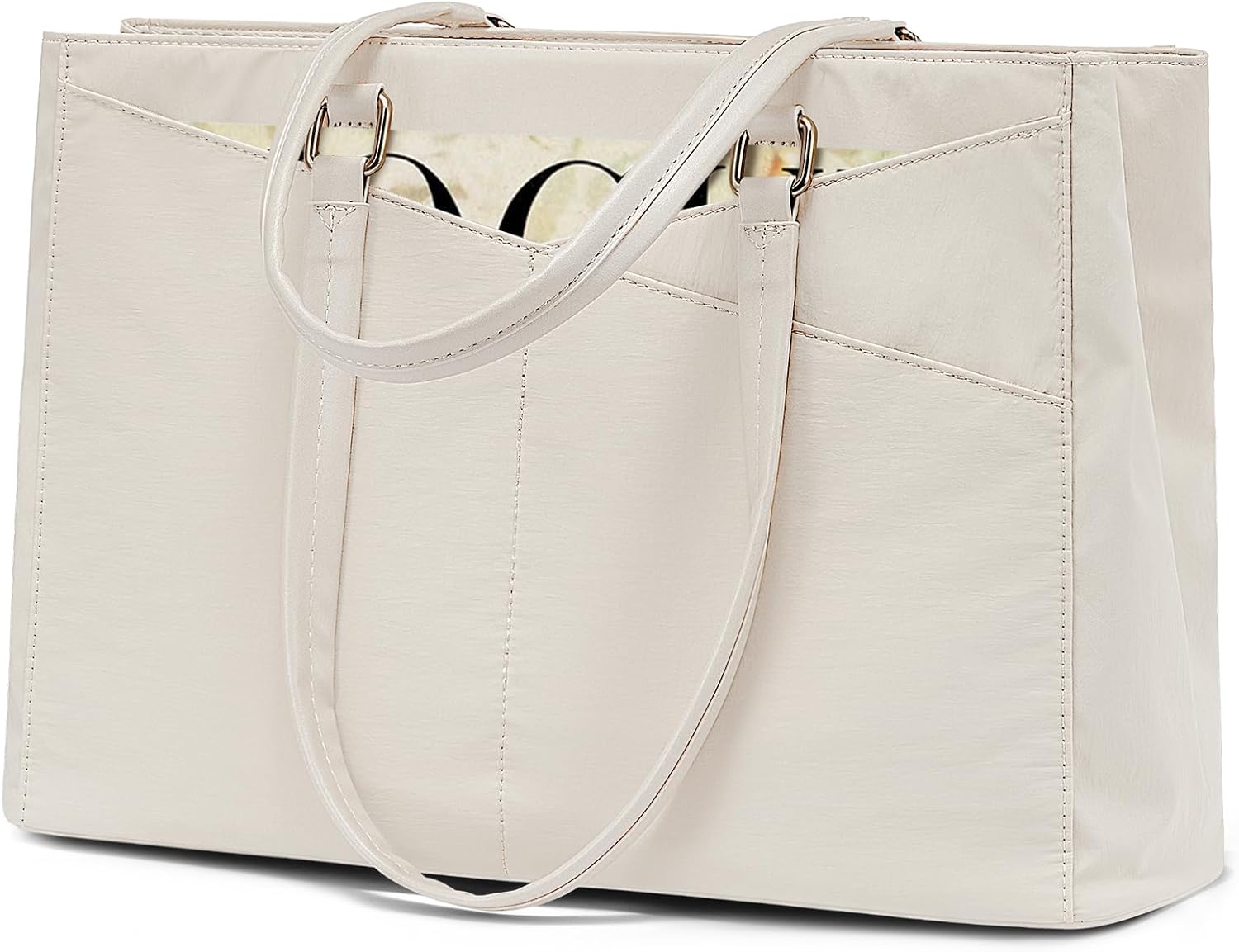 Laptop Tote Bag for Women 15.6 Inch Waterproof Leather Computer Bags Women Business Office Work Bag Briefcase Brown