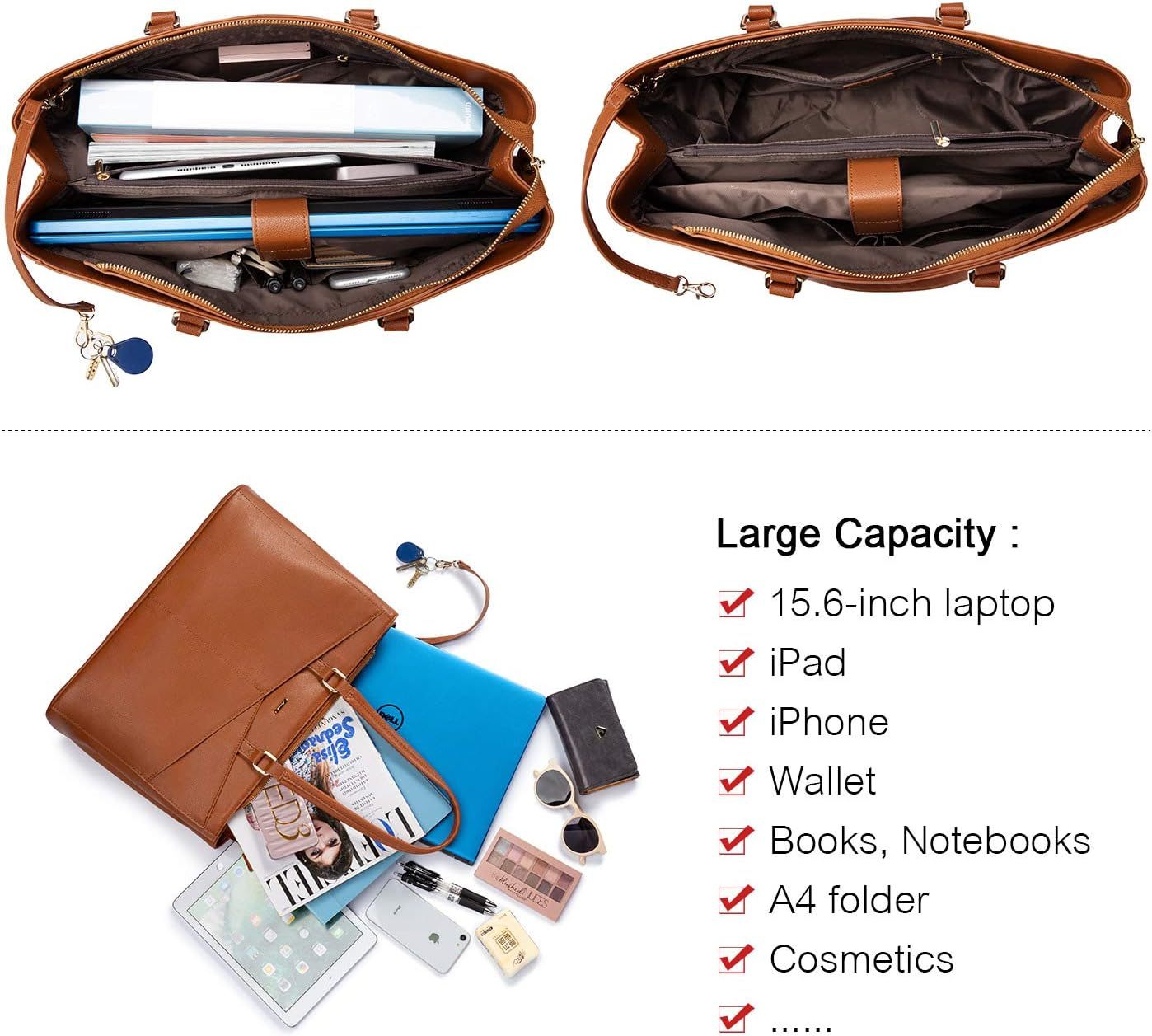 Laptop Tote Bag Waterproof Leather Computer Bags Business