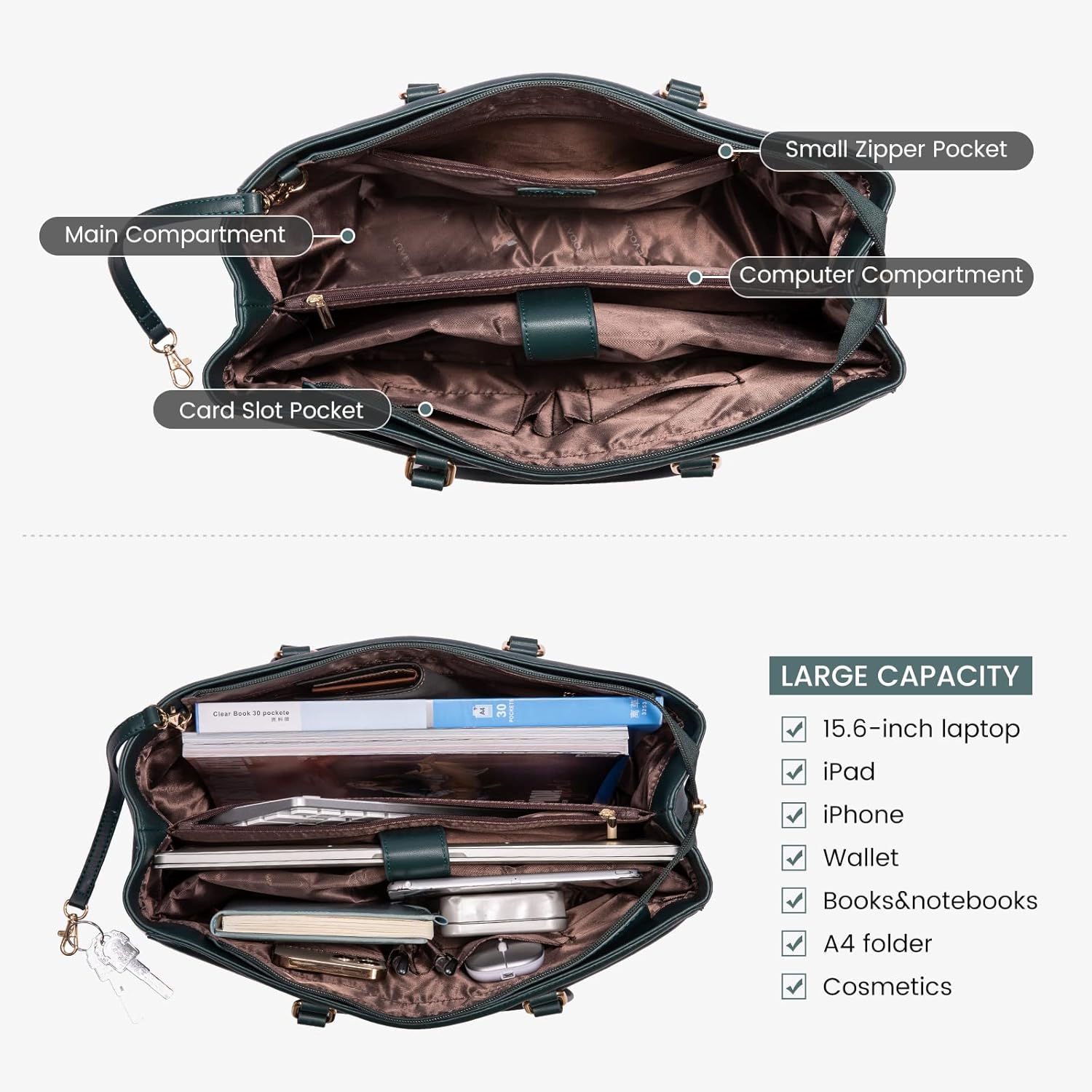 Laptop Tote Bag Waterproof Leather Computer Bags Business