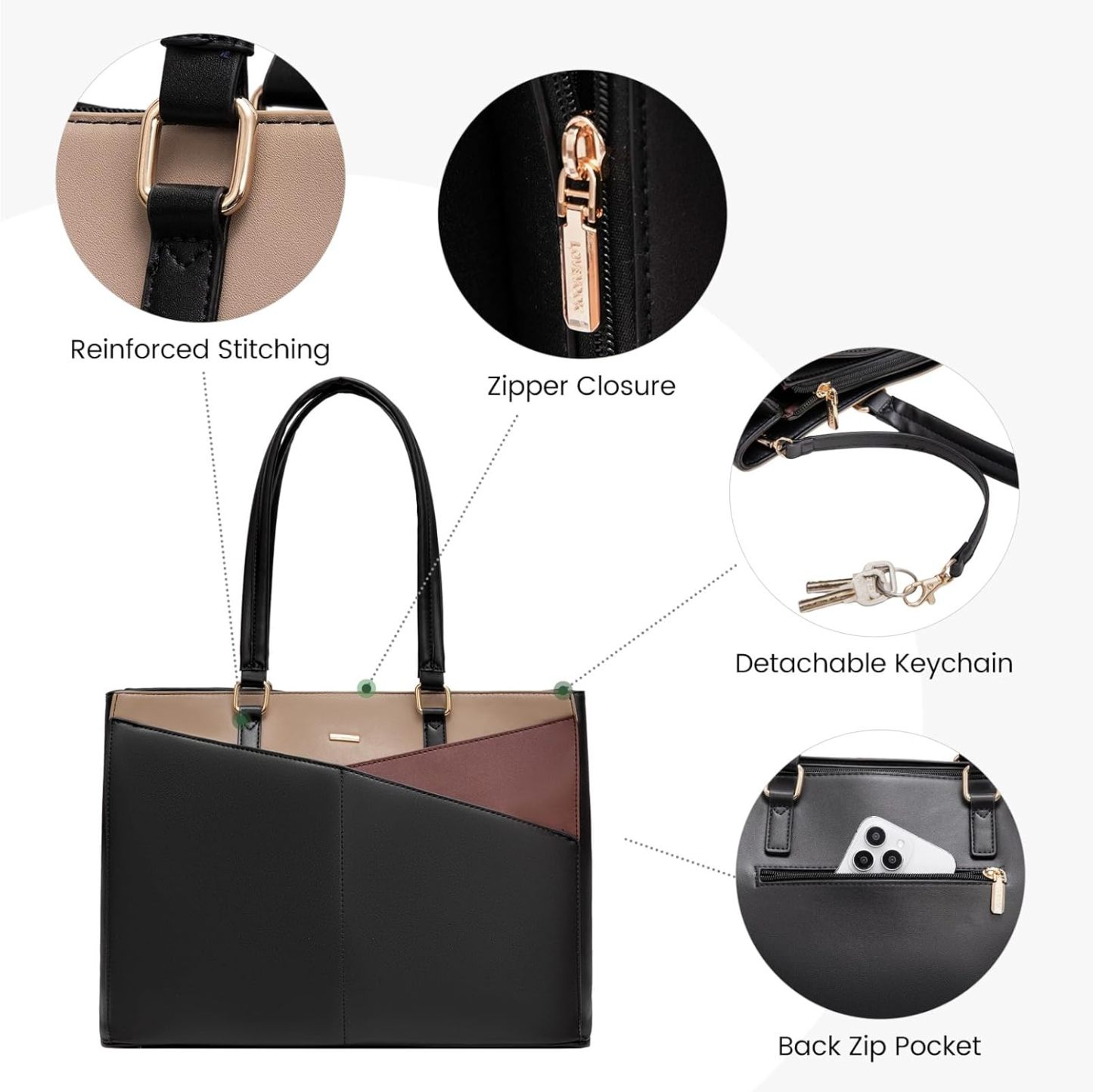 Laptop Tote Bag Waterproof Leather Computer Bags Business