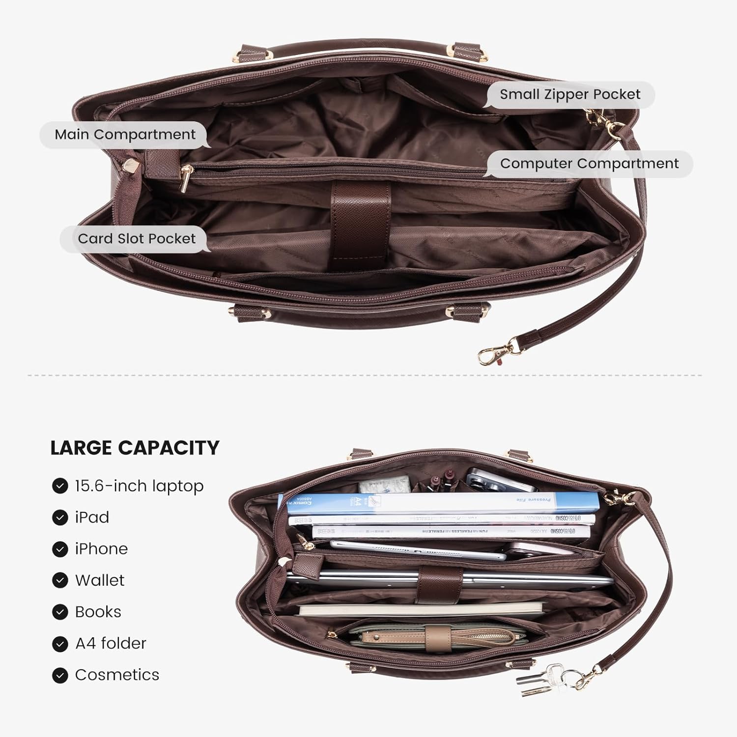 Laptop Tote Bag Waterproof Leather Computer Bags Business