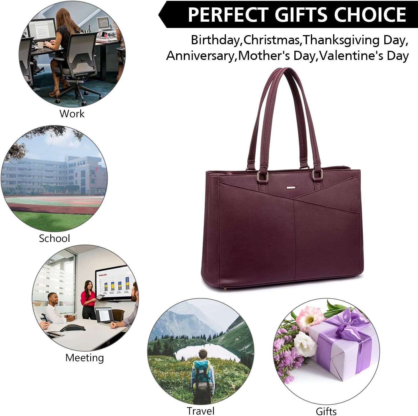 Laptop Tote Bag Waterproof Leather Computer Bags Business