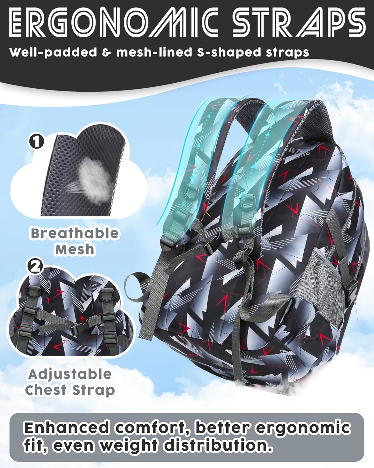 School Backpack for Teen Boys Girls Bookbag with Laptop Sleeve Back