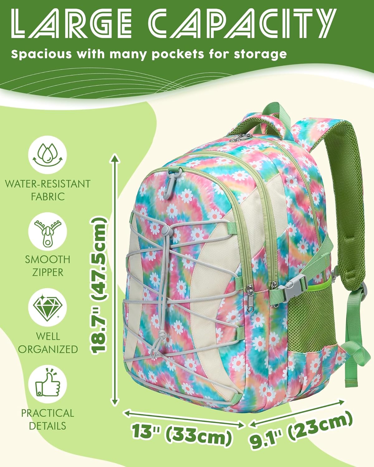 School Backpack for Teen Boys Girls Bookbag with Laptop Sleeve Back