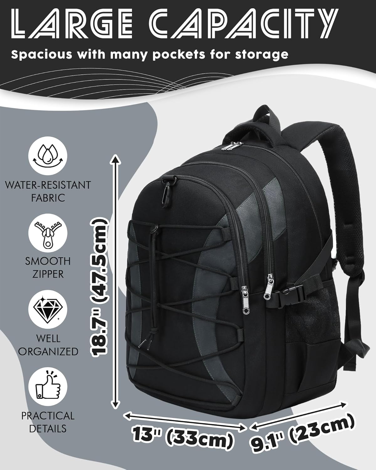 School Backpack for Teen Boys Girls Bookbag with Laptop Sleeve Back