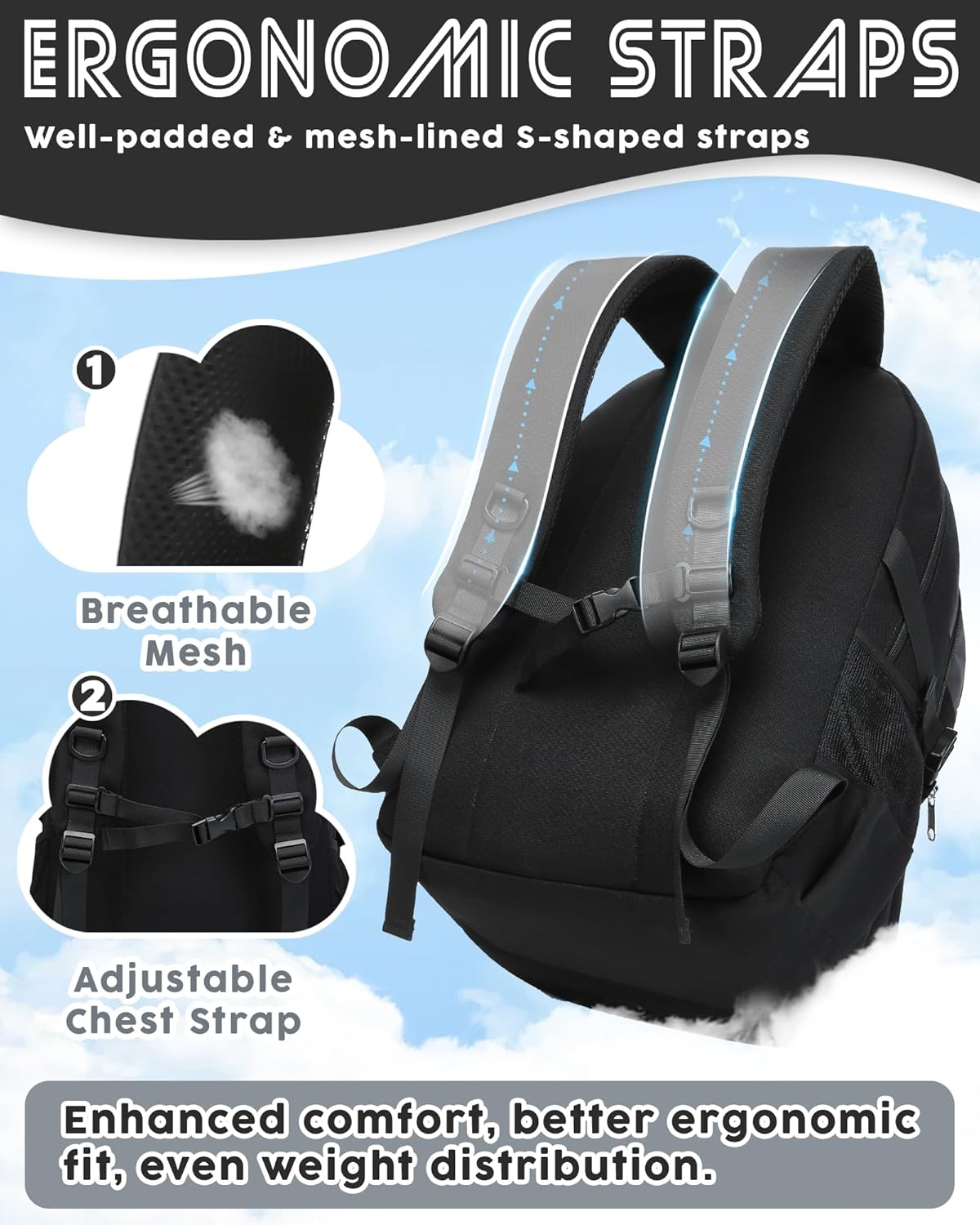 School Backpack for Teen Boys Girls Bookbag with Laptop Sleeve Back