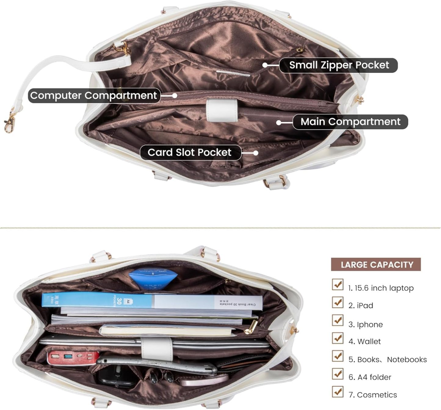 Laptop Tote Bag Waterproof Leather Computer Bags Business