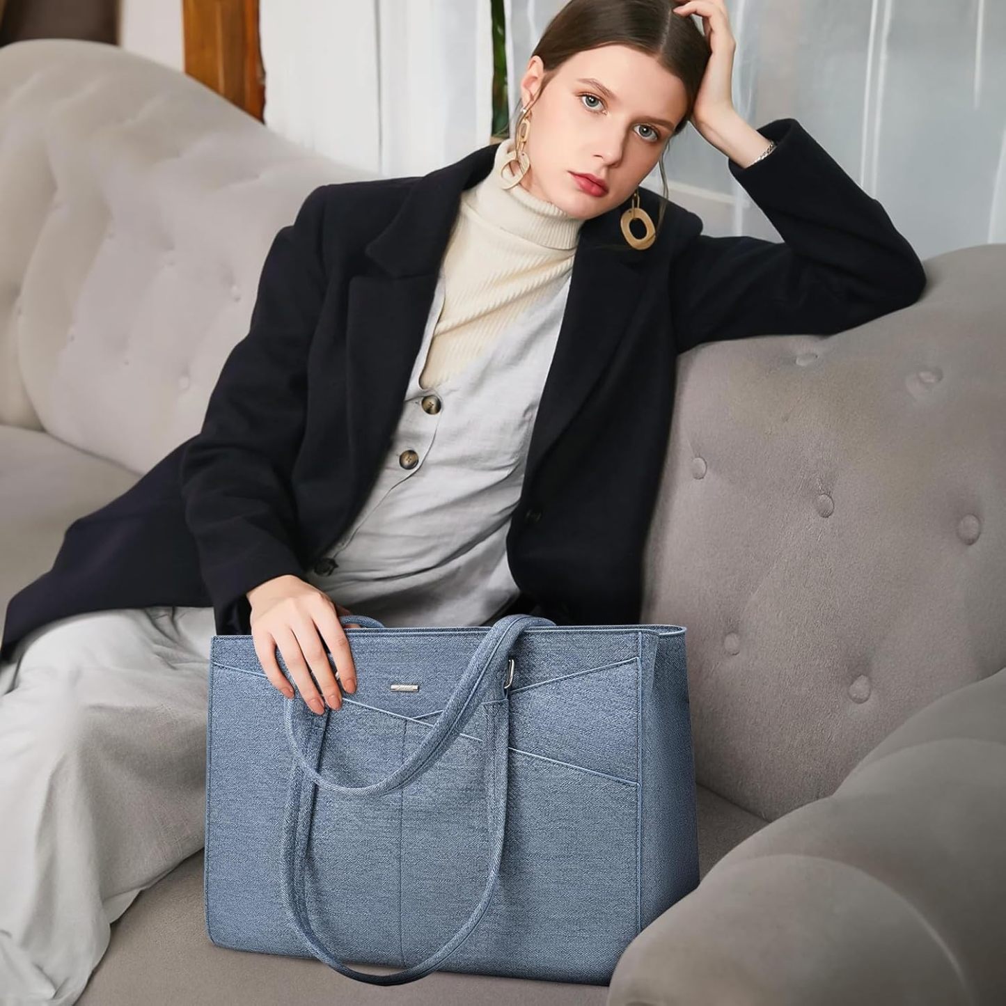 Laptop Tote Bag Waterproof Leather Computer Bags Business