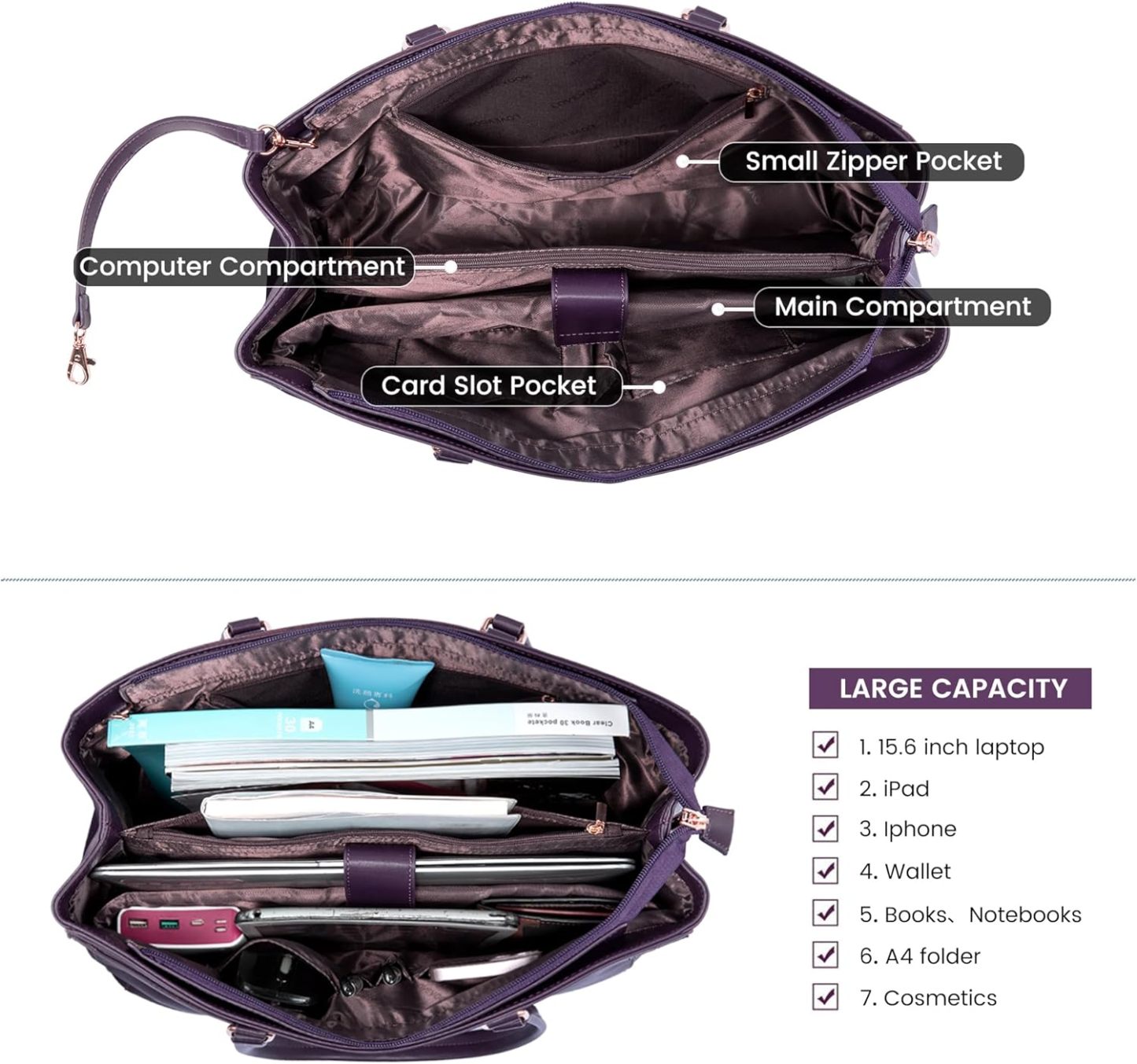 Laptop Tote Bag Waterproof Leather Computer Bags Business