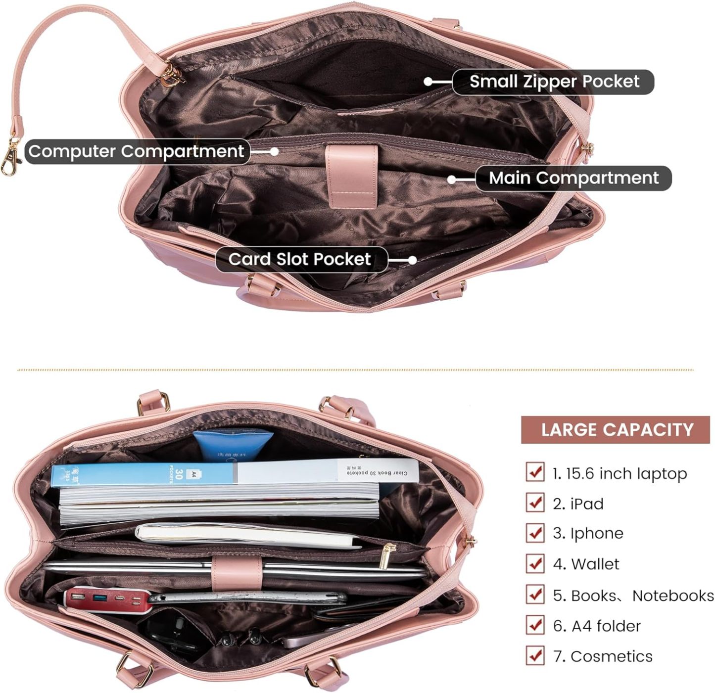 Laptop Tote Bag Waterproof Leather Computer Bags Business