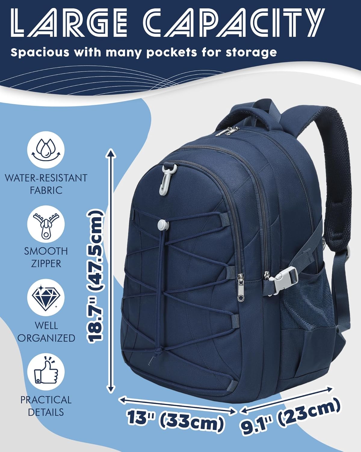 School Backpack for Teen Boys Girls Bookbag with Laptop Sleeve Back