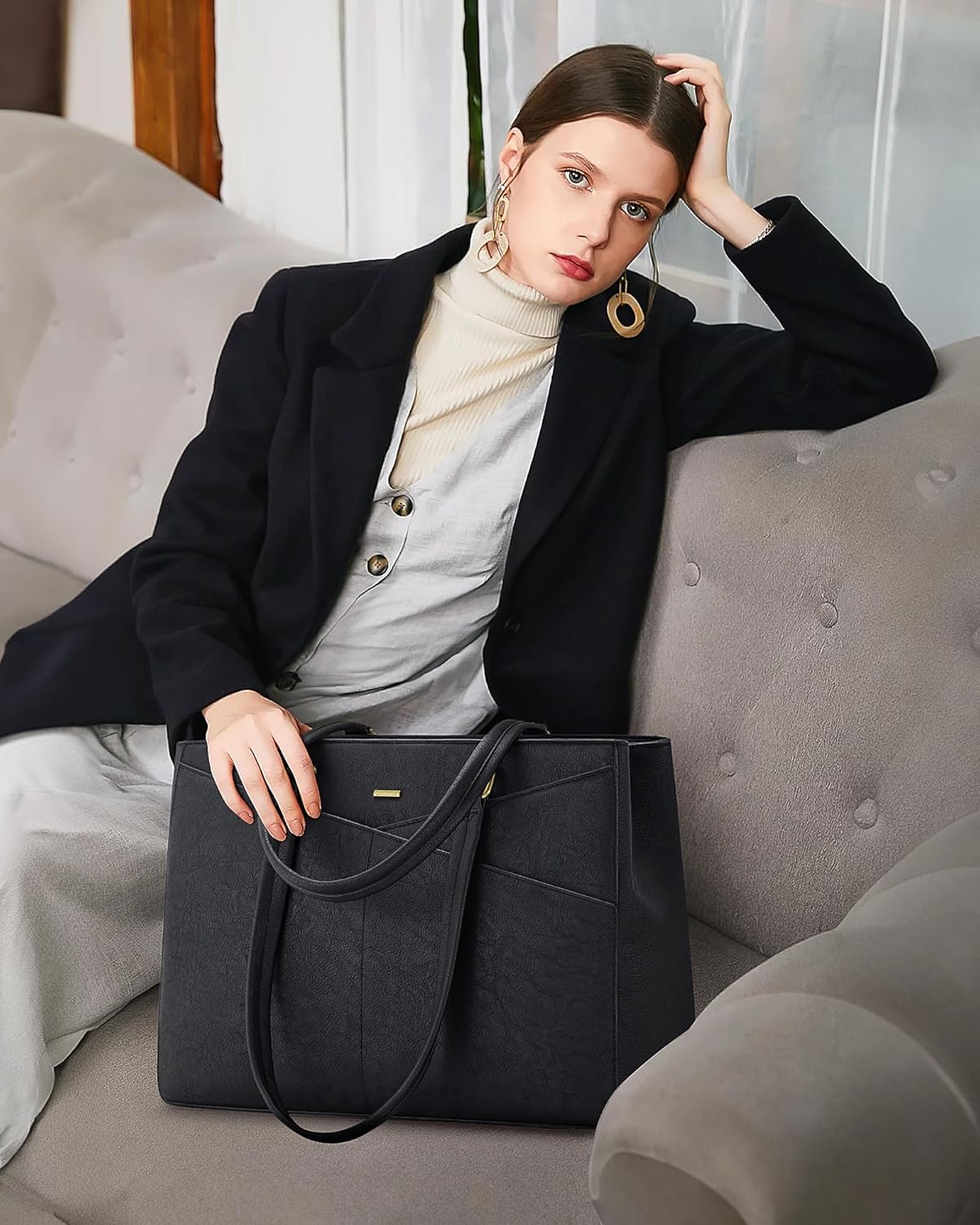 Laptop Tote Bag Waterproof Leather Computer Bags Business