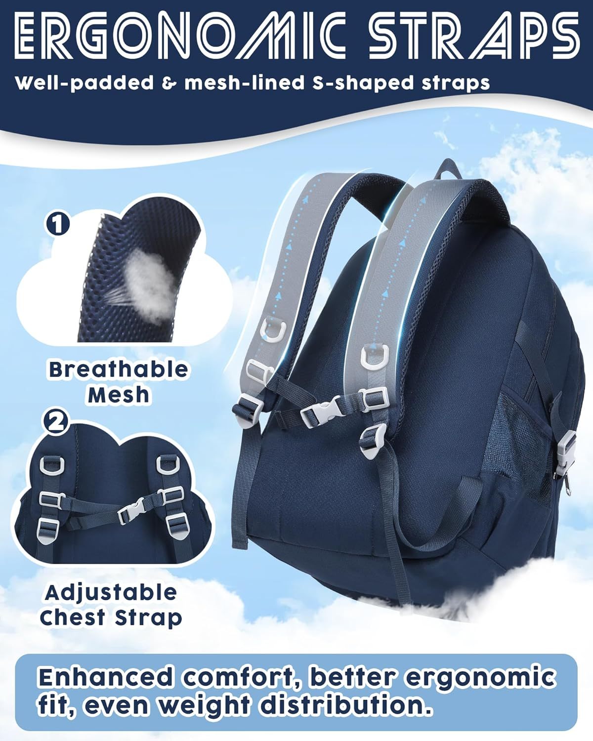 School Backpack for Teen Boys Girls Bookbag with Laptop Sleeve Back