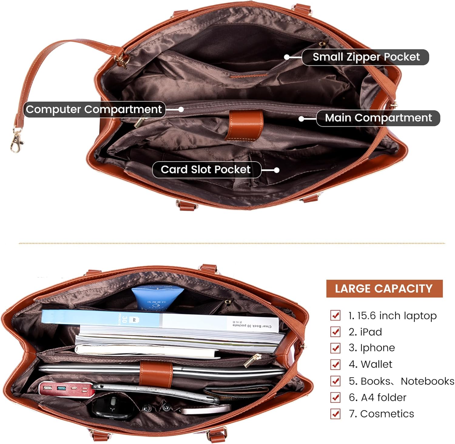Laptop Tote Bag Waterproof Leather Computer Bags Business