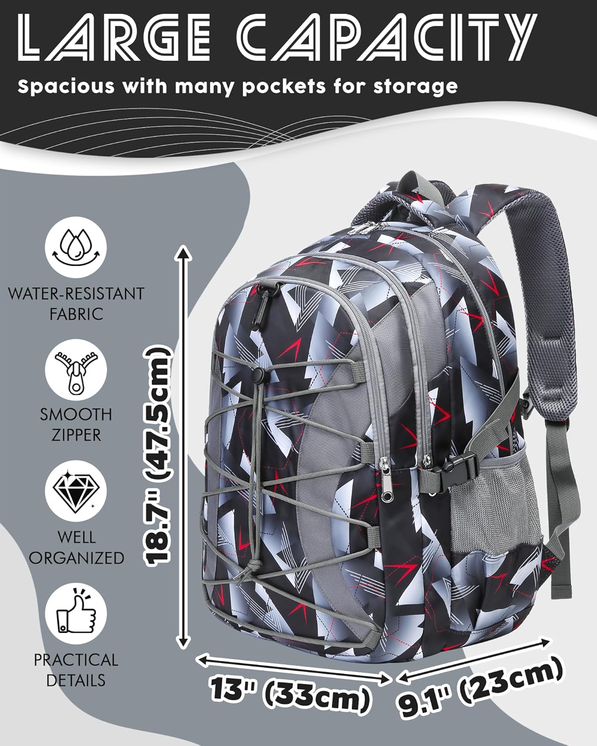 School Backpack for Teen Boys Girls Bookbag with Laptop Sleeve Back