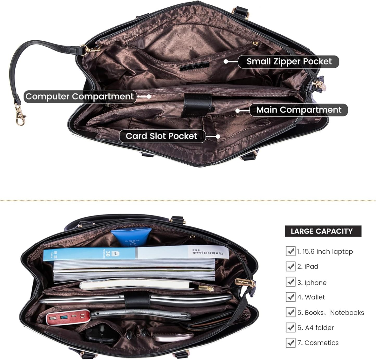 Laptop Tote Bag Waterproof Leather Computer Bags Business