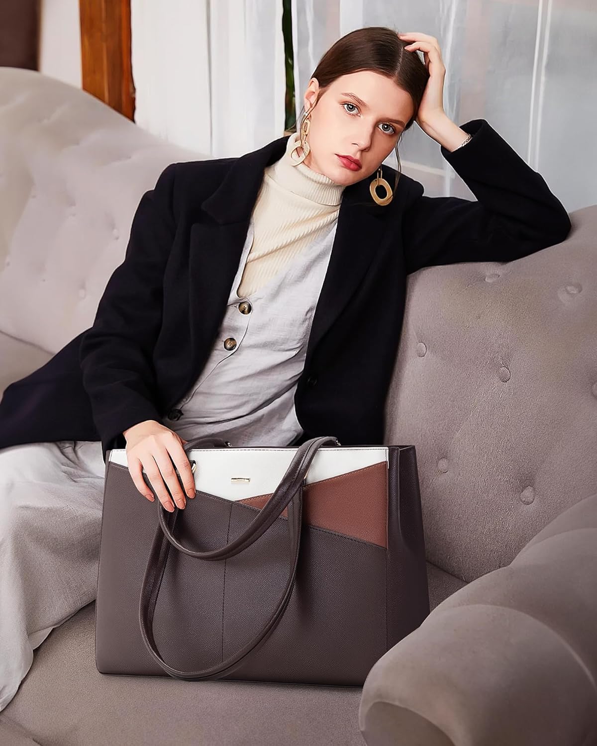 Laptop Tote Bag Waterproof Leather Computer Bags Business