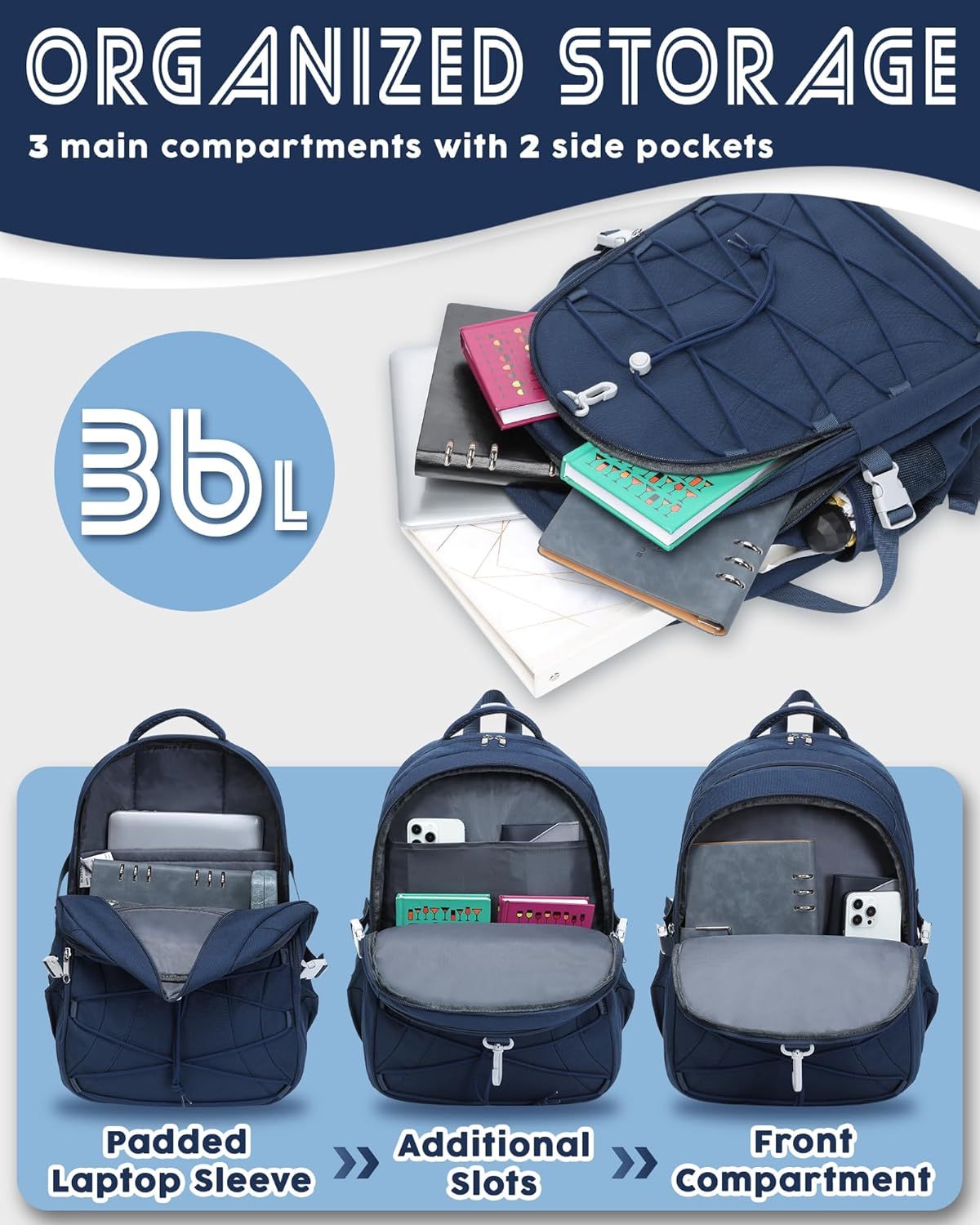 School Backpack for Teen Boys Girls Bookbag with Laptop Sleeve Back