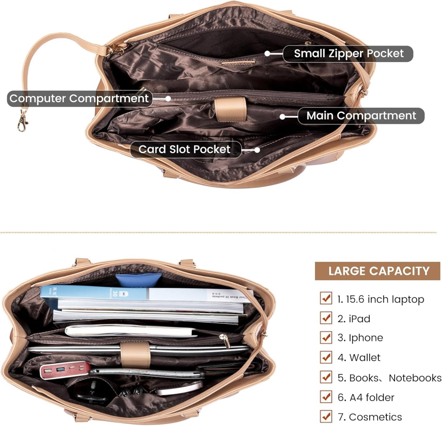 Laptop Tote Bag Waterproof Leather Computer Bags Business