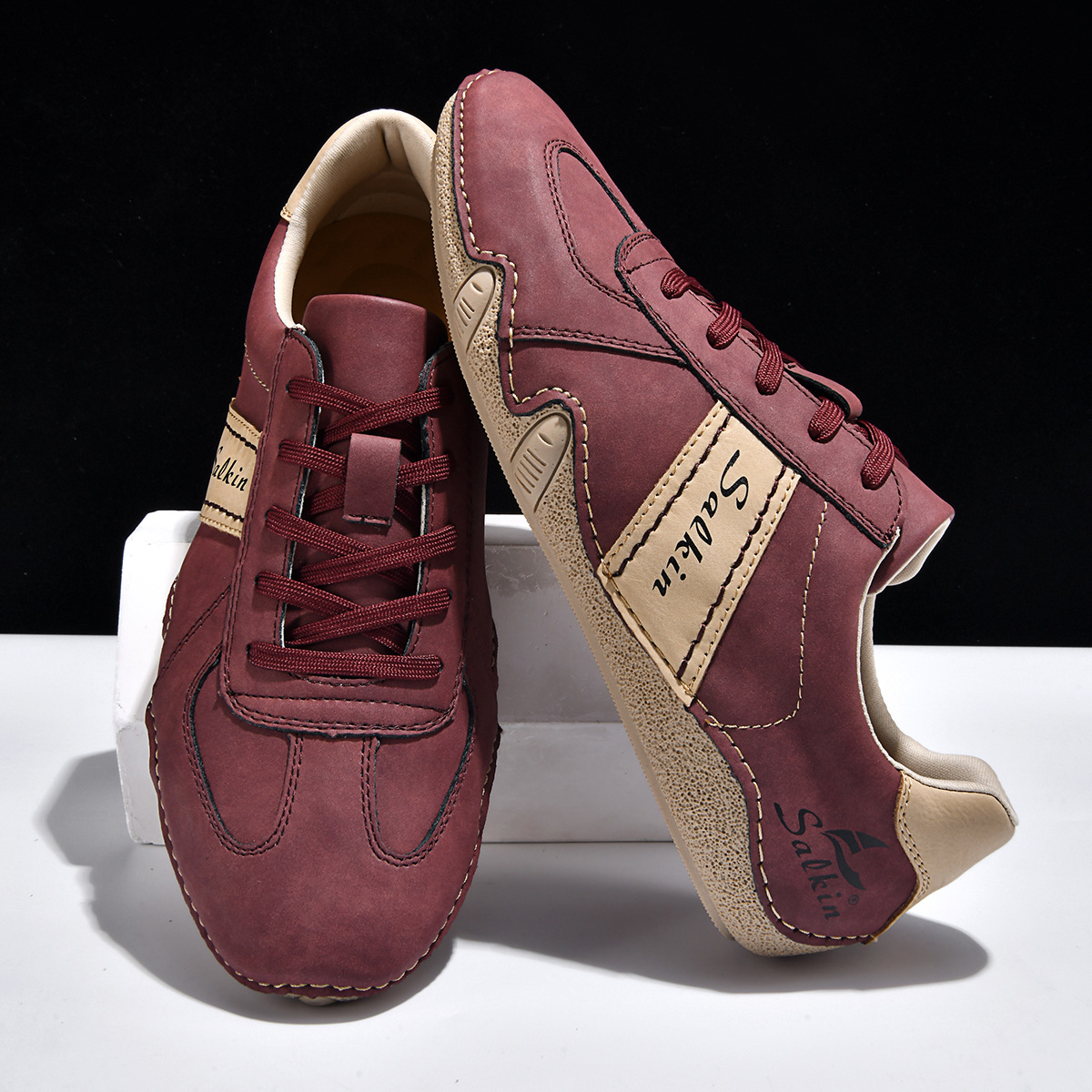 Vintage 70er Handgefertigte Herren-Slipper aus echtem Leder – Freizeit-Sommerschuhe mit weicher Sohle（Der Rabatt endet bald）