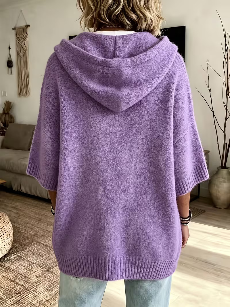 Damen-Pullover/Hoodie aus Wolle-Kaschmir-Mix mit Kapuze