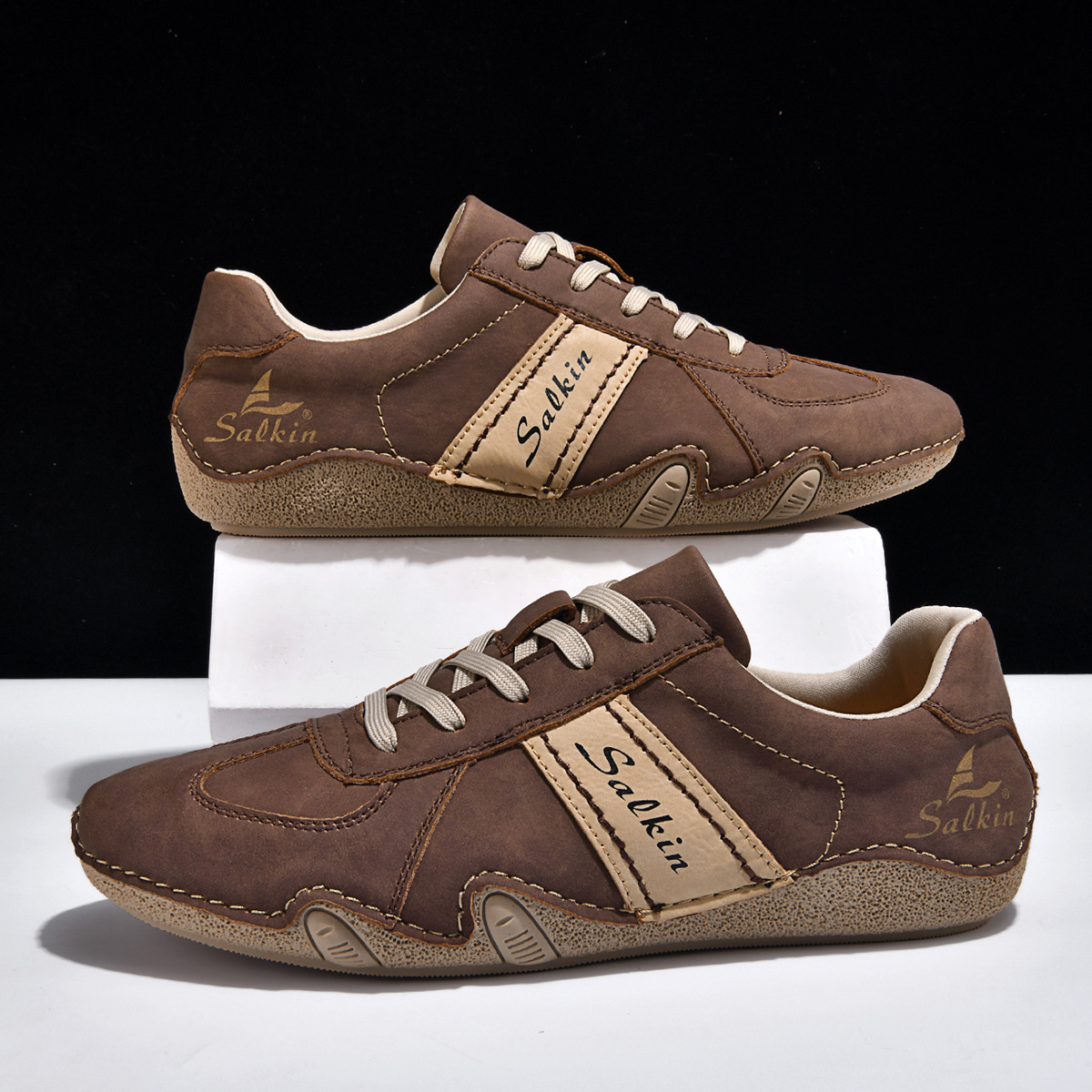 Vintage 70er Handgefertigte Herren-Slipper aus echtem Leder – Freizeit-Sommerschuhe mit weicher Sohle（Der Rabatt endet bald）