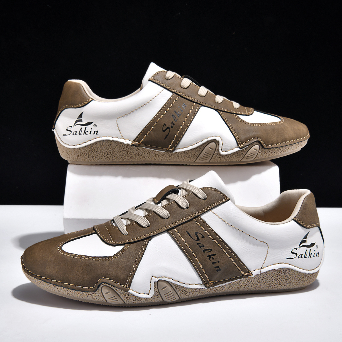 Vintage 70er Handgefertigte Herren-Slipper aus echtem Leder – Freizeit-Sommerschuhe mit weicher Sohle（Der Rabatt endet bald）