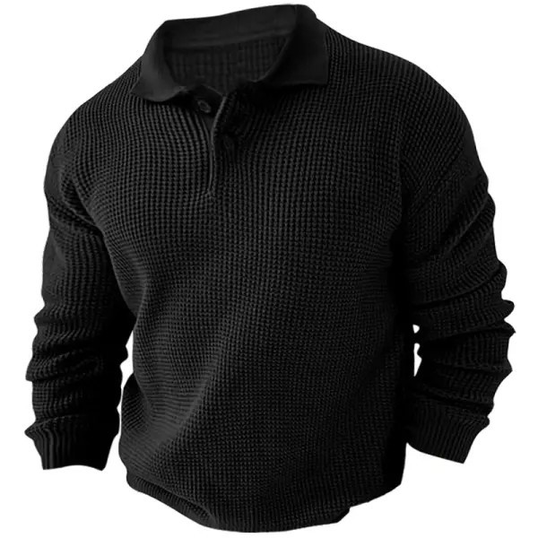 Men's Waffle fall long-sleeved sweatshirt