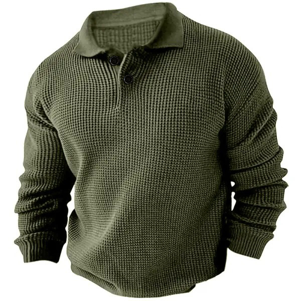 Men's Waffle fall long-sleeved sweatshirt