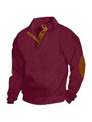 Men's Outdoor Casual Stand Cashmere Button Long Sleeve Sweater