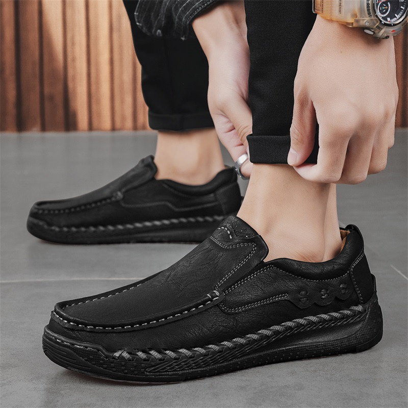 Orthopädische Slipper für Herren – Handgefertigtes Leder, breite Zehenpartie und Fußgewölbeunterstützung