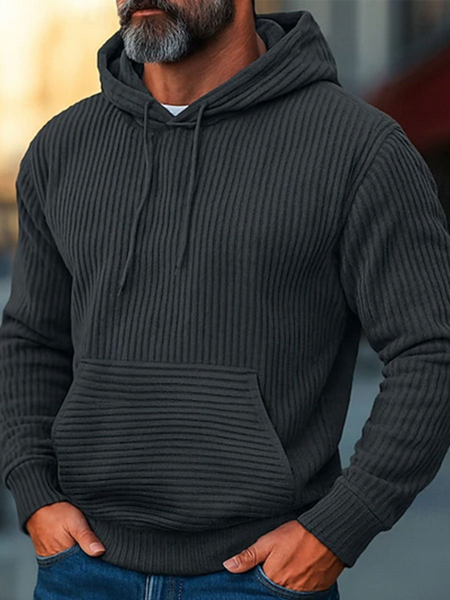 TOMMY  Men's Casual Style Hooded Lace-Up Long Sleeve Sweatshirt