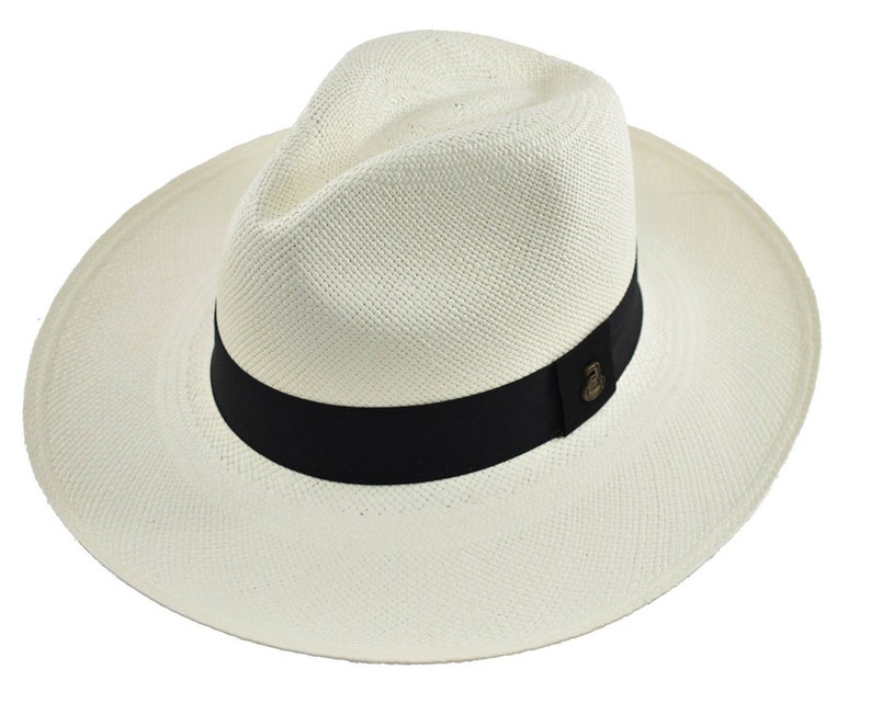 Original Panama Hat - Wide Brim Summer Fedora - Black Band - White Toquilla Straw - Handwoven in Ecuador - EA - HatBox Included-BOX PACKING