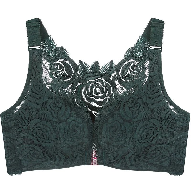 🎁Kaufen Sie 2, sparen Sie 10% -🌹Rose Stickerei Frontverschluss Wireless-BH