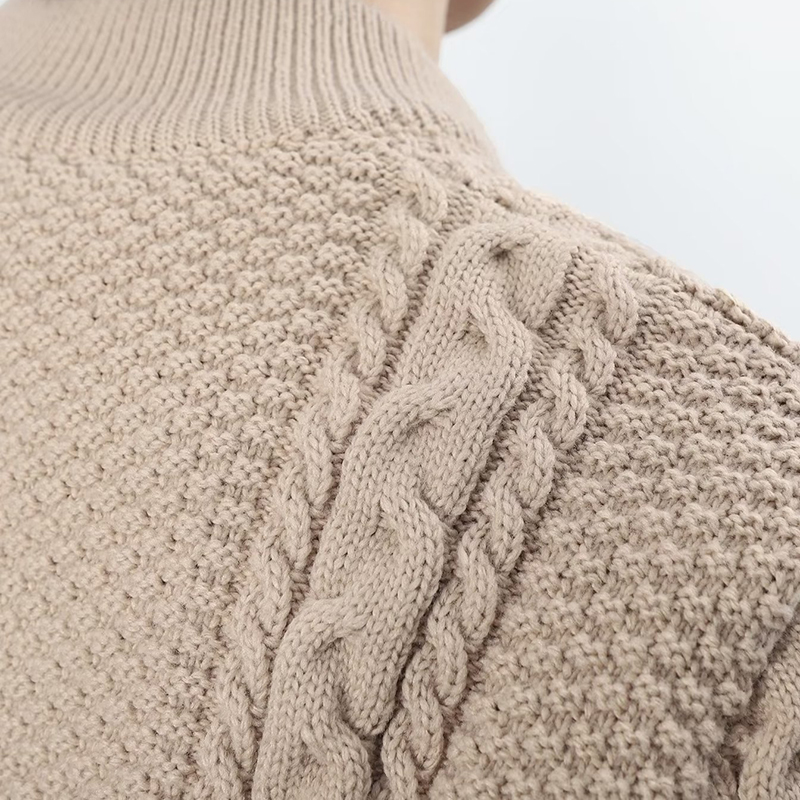Einfarbiger, langärmliger Strickpullover für Herren