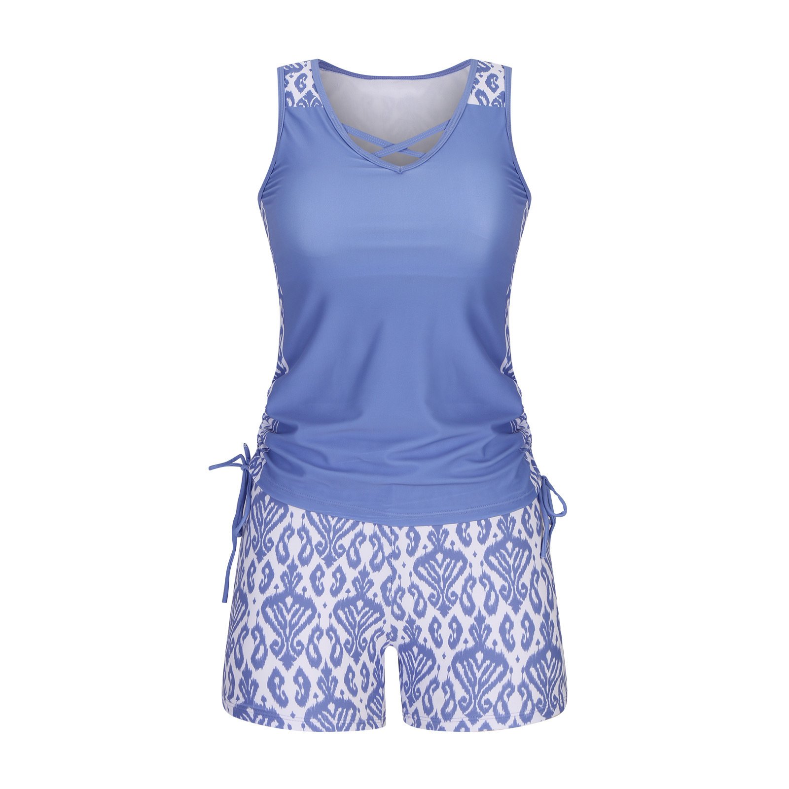 🔥LAST DAY 60% OFF - Miraclesuit Women's Tummy Control Tankini Set with Built-In Bra – Flattering Boho Swimwear with Shorts✨