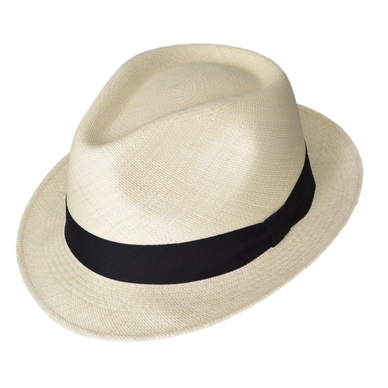 Teardrop Classic Fedora - Short Brim - Brisa Weave - Natural Straw Color - Black Band - Handwoven in Ecuador - GPH - HatBox Included-BOX PACKING