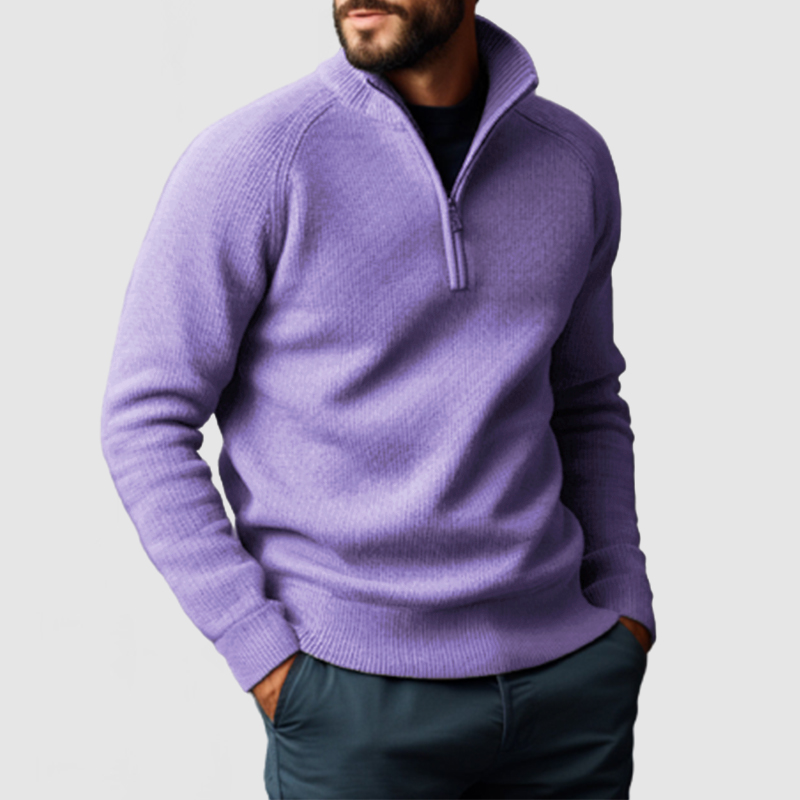 Herren-Pullover aus Kaschmir mit Stehkragen und Reißverschluss