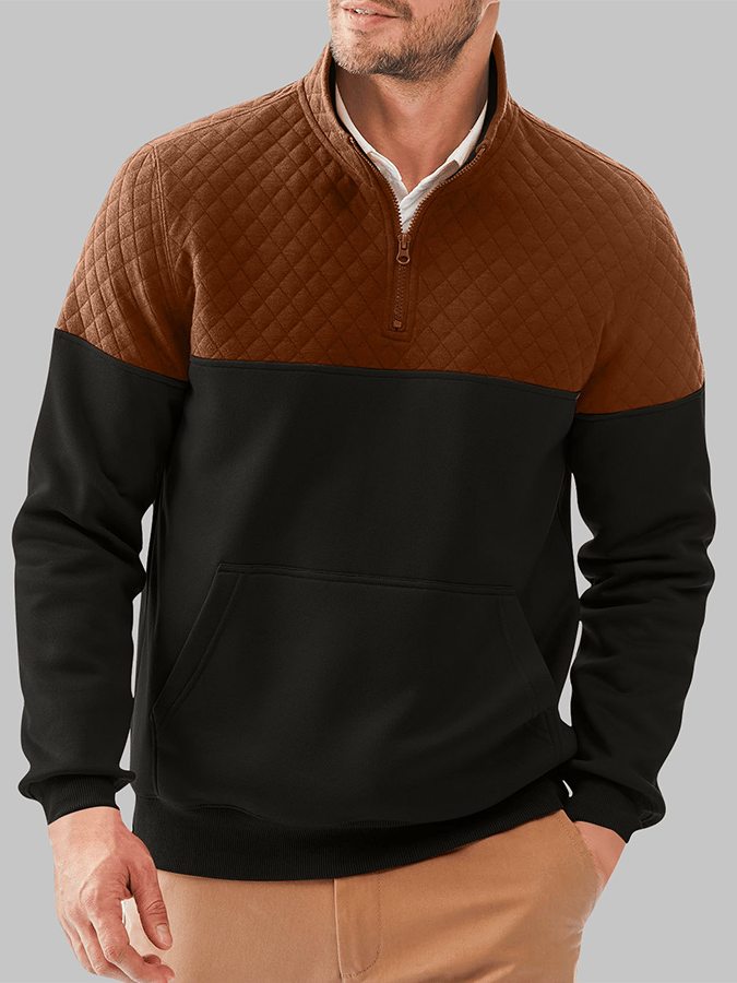 Men's Fashionable Color Block Half Zip Outdoor Casual Sweatshirt