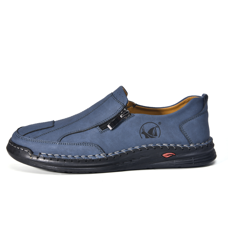 💥Hot sale💥 Men's Leather Slip-On Loafers with Side Zipper – Wide Toe Box, Durable Rubber Sole, Lightweight & Comfortable for Walking, Driving & Casual Wear